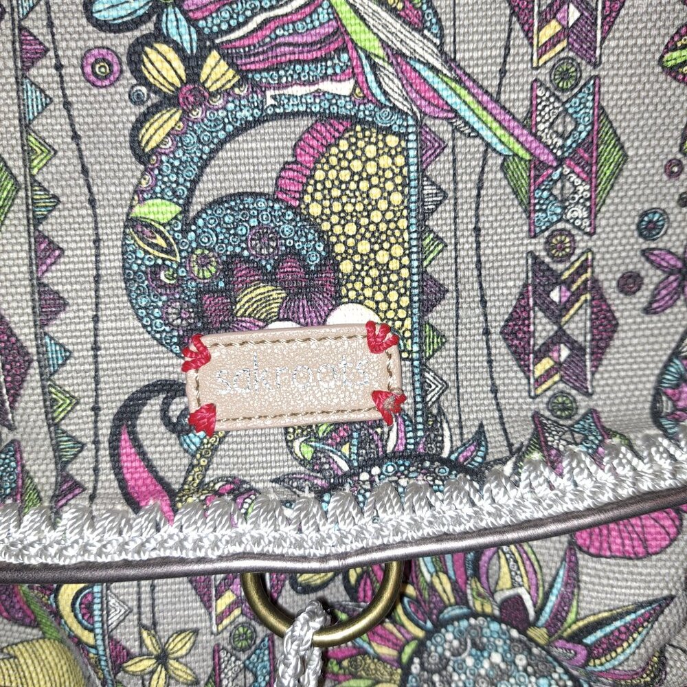 SAKROOTS Backpack/Crossbody Convertible Floral Owl Peace Pattern Bag - Picture 13 of 14